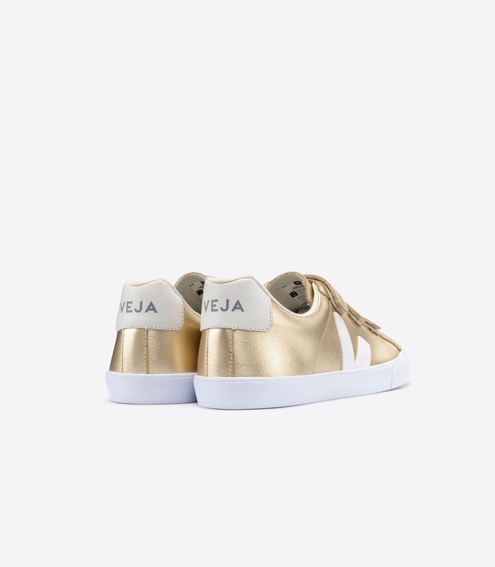 Veja Sneakers Dama - 3-Lock Piele - Aurii/Albi - 9603745-FY